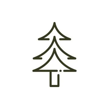 Pine tree forest nature line design Stock Illustration