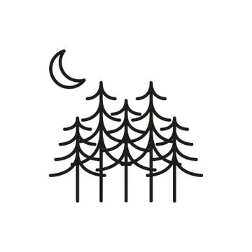 Pine Tree Forest Thin Line Icon Symbol Design Stock Illustration