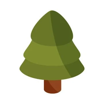 Pine tree forest vegetation flat icon with shadow 스톡 일러스트