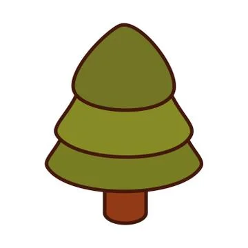 Pine tree forest vegetation line and fill icon Stock Illustration