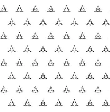Pine tree graphic line art vector white background eps file seamless pattern Stock Illustration