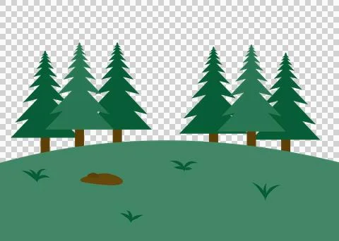 Pine tree green grass background Stock Illustration