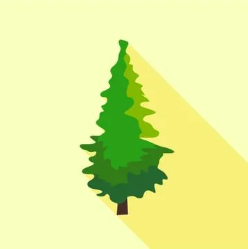 Pine tree icon, flat style Stock Illustration