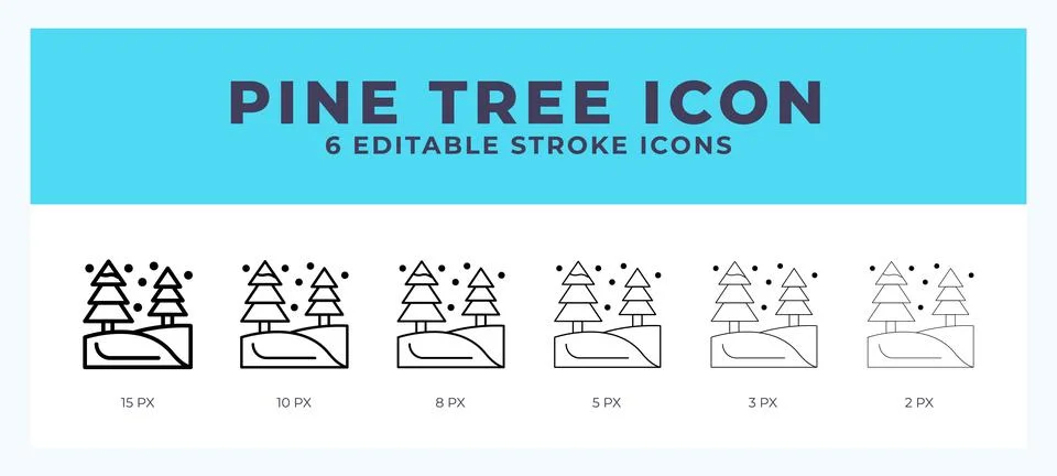 Pine tree icon illustration vector with editable stroke. Illustrazione stock