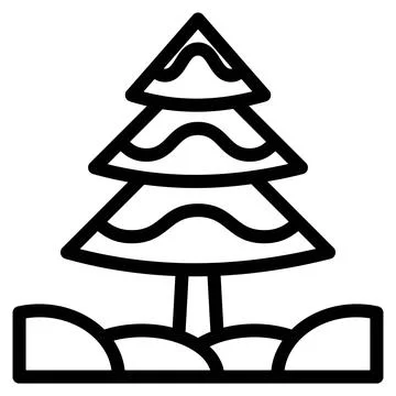 Pine tree icon in line art. Outline Style. Isolated on White Background Stock Illustration