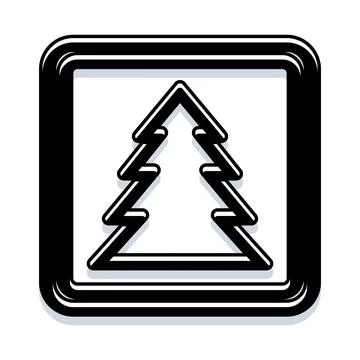 Pine tree icon in minimalist square frame Stockillustratie