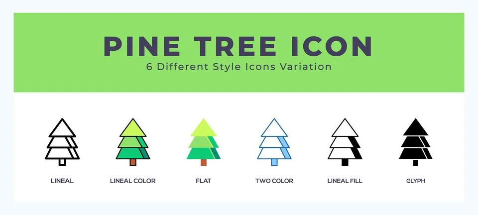 Pine tree icon set. Design elements for logo Stock Illustration