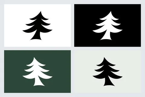 Pine Tree Icon Set Minimalist Vector Graphic Stock Illustration