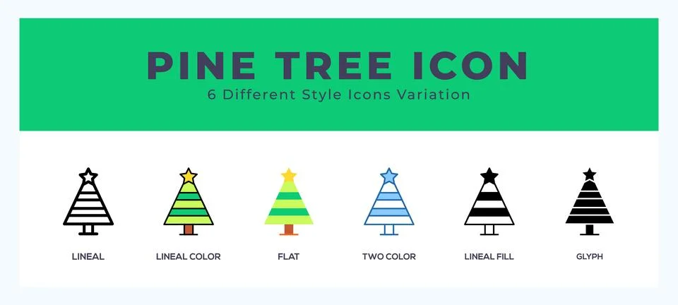 Pine tree icon symbol. logo illustration with different styles Stock Illustration