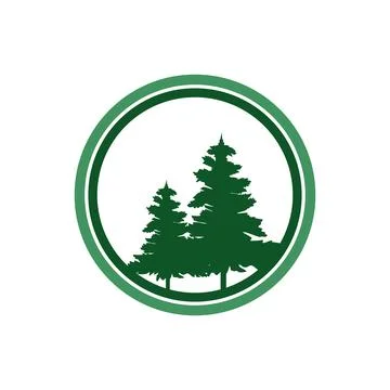 Pine Tree Icon Vector Logo Template Stock Illustration