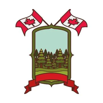 Pine tree label and canada symbol design Stock Illustration