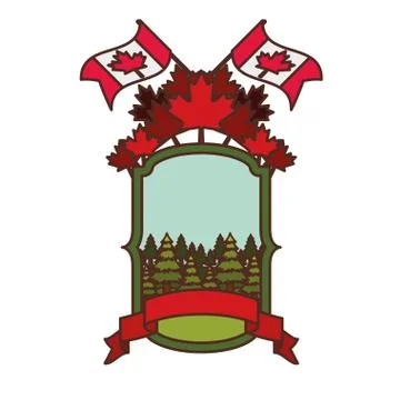 Pine tree label and canada symbol design Stock Illustration
