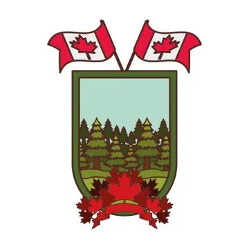 Pine tree label and canada symbol design Stock Illustration