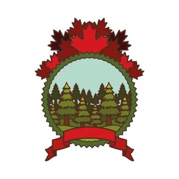 Pine tree label and canada symbol design Stock Illustration