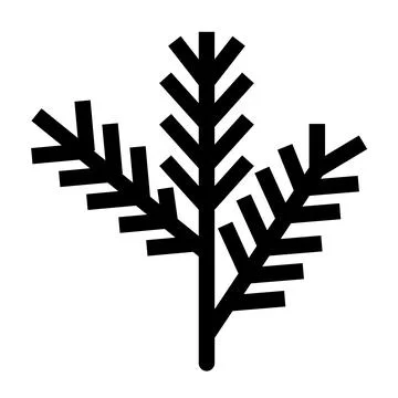 Pine tree leaves flat otuline  icon Stock Illustration