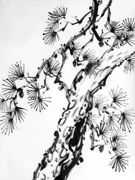 Pine tree on a light background Stock Illustration