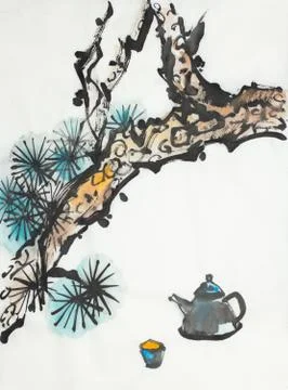 Pine tree on a light background Illustrazione stock