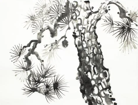 Pine tree on a light background Stock Illustration