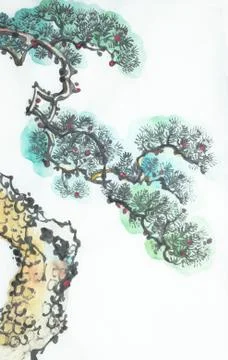 Pine tree on a light background Stock Illustration