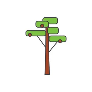 Pine tree line icon concept. Pine tree flat vector sign, symbol, illustration. イラスト素材