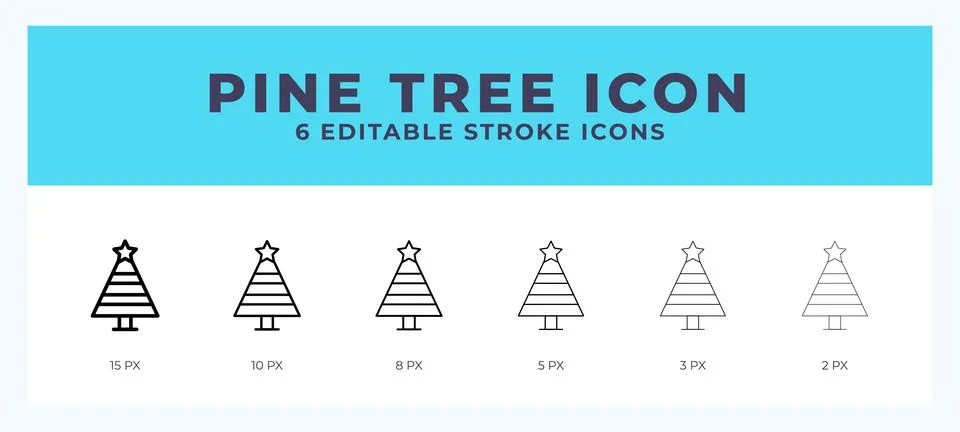 Pine tree line icon vector illustration in trendy style. Stock Illustration