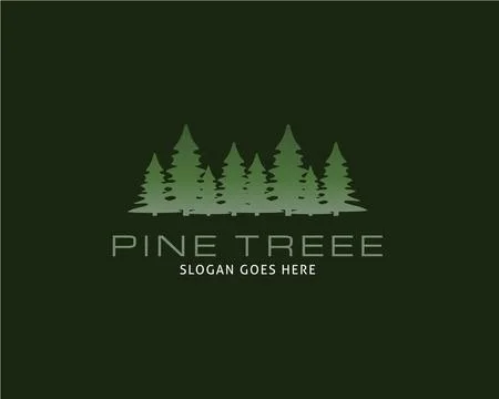 Pine Tree Logo Design Template Stock Illustration