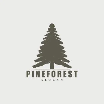 Pine Tree Logo, Luxurious Elegant Simple Design, Fir Tree Vector Abstract, .. Stock Illustration