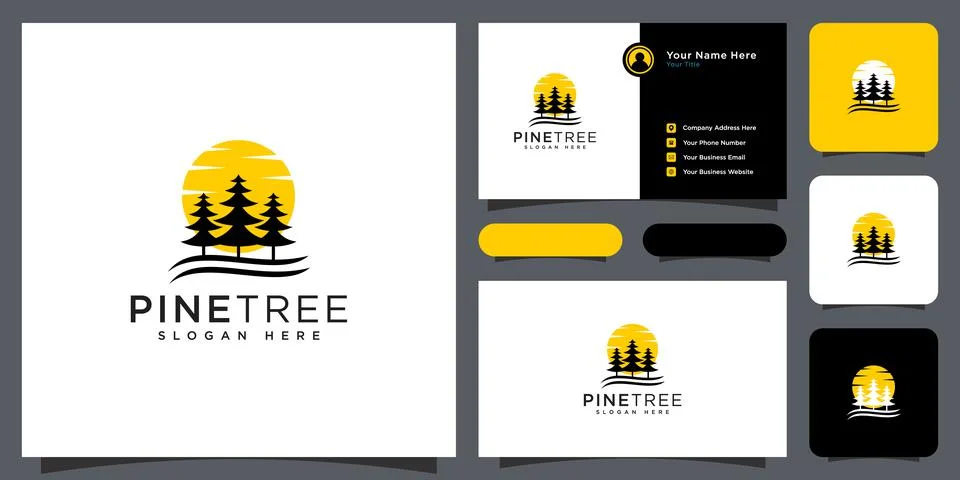 Pine tree logo vector design template Stock Illustration