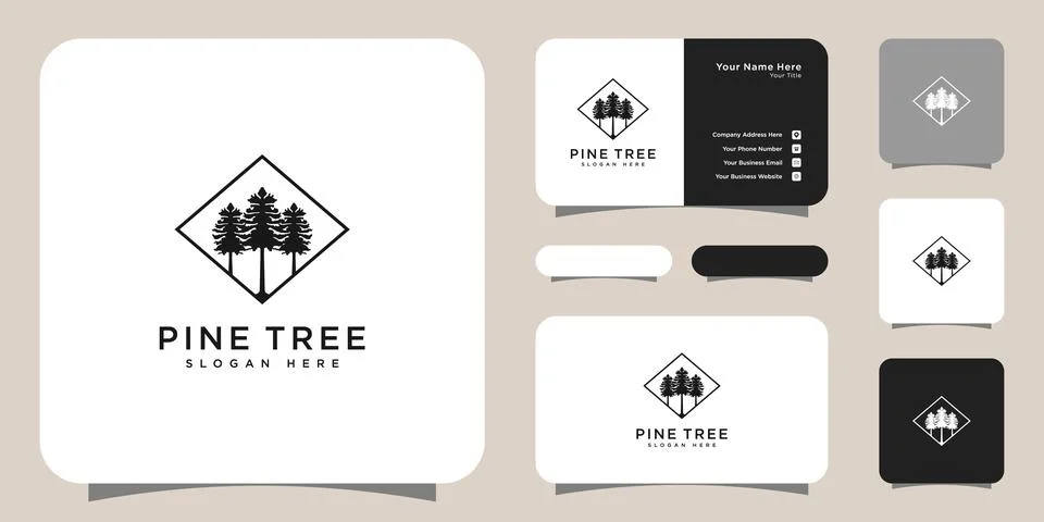 Pine tree logo vector design template Stock Illustration