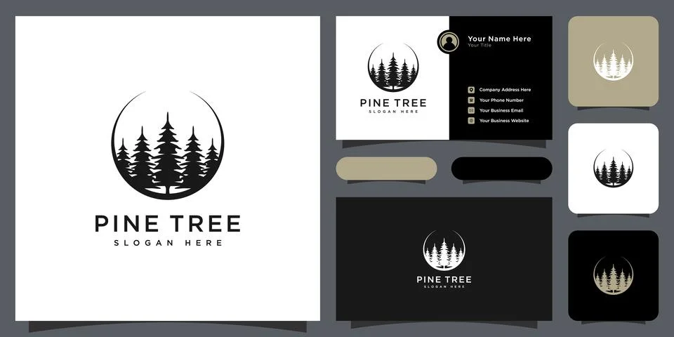Pine tree logo vector design template Stock Illustration