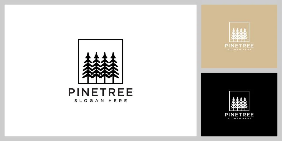 Pine tree logo vector design template Stock Illustration