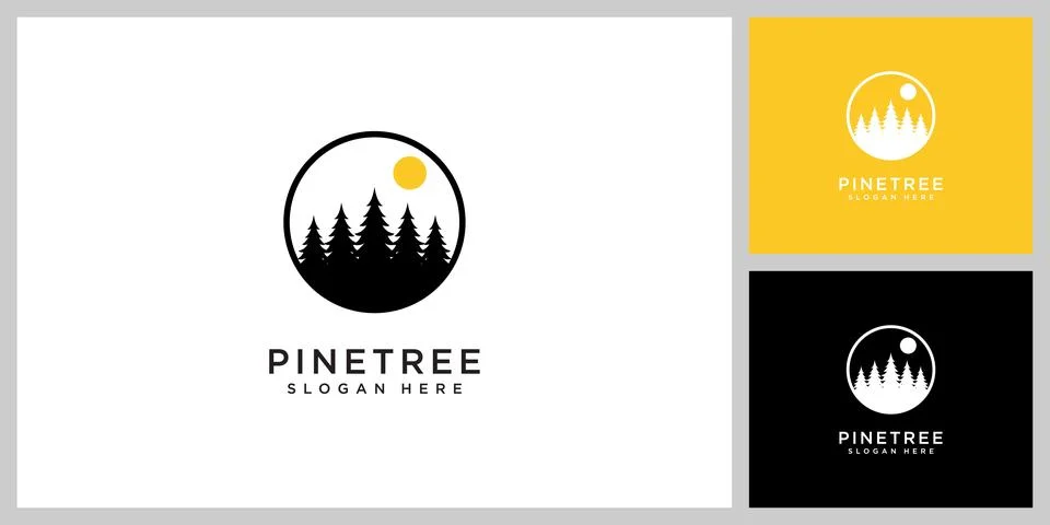 Pine tree logo vector design template Stock Illustration