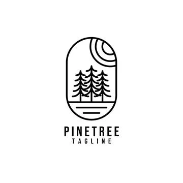 Pine tree logo vector illustration design, creative pine tree logo Stock Illustration