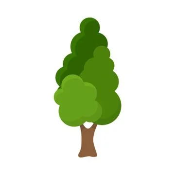 Pine tree with lush green crown and brown trunk illustration Stock Illustration