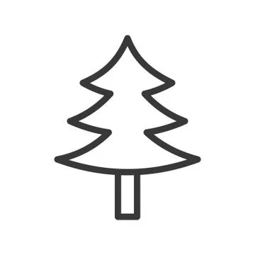 Pine tree, Merry Christmas theme set, outline editable stroke pixel perfect i Illustrazione stock