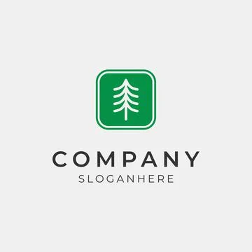 Pine tree minimal logo Stock Illustration
