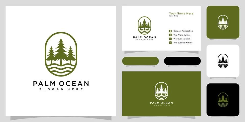 Pine tree ocean icon illustration isolated vector sign symbol Stock Illustration