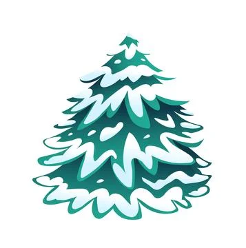 Pine tree or fur tree in winter snow clipart Stock Illustration