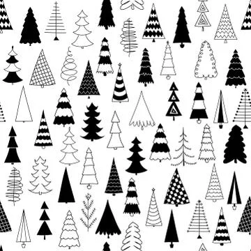 Pine tree pattern design with Christmas trees - funny seamless pattern 스톡 일러스트