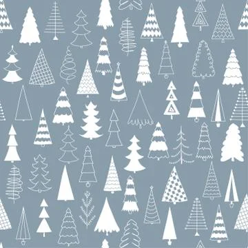Pine tree pattern design with Christmas trees - funny seamless pattern. Illustrazione stock