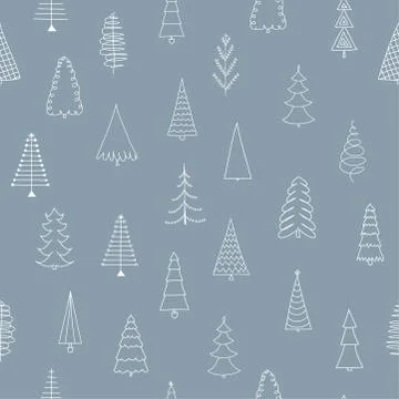 Pine tree pattern design with Christmas trees - funny seamless pattern. Stock Illustration