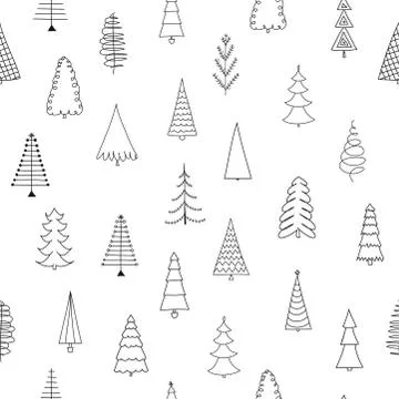 Pine tree pattern design with Christmas trees - seamless pattern. Stock Illustration