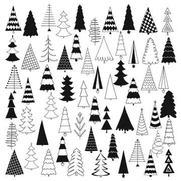 Pine tree pattern design with Christmas trees - funny seamless pattern. Illustrazione stock