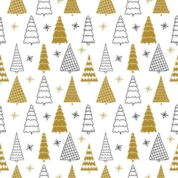 Pine tree pattern design with different Christmas trees 库存插图