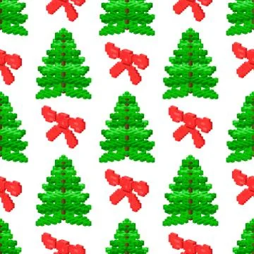 Pine tree pixel green vector christmas holiday needle leaf trunk fir plant Stock Illustration