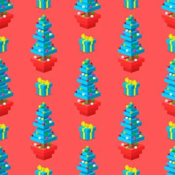 Pine tree pixel green vector christmas holiday needle leaf trunk fir plant Stock Illustration