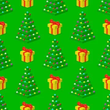 Pine tree pixel green vector christmas holiday needle leaf trunk fir plant Stock Illustration