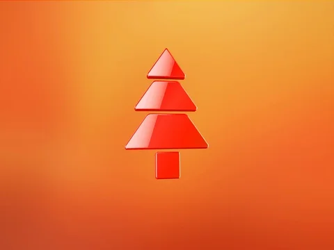Pine Tree Red 3d Icon Stock Footage 69806469