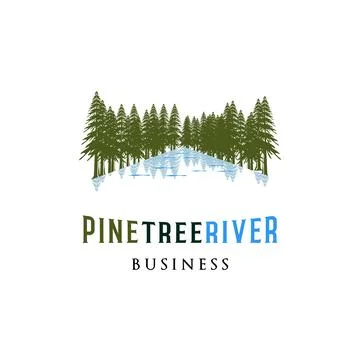 Pine Tree with River Icon Logo Design Template Stock-Illustration