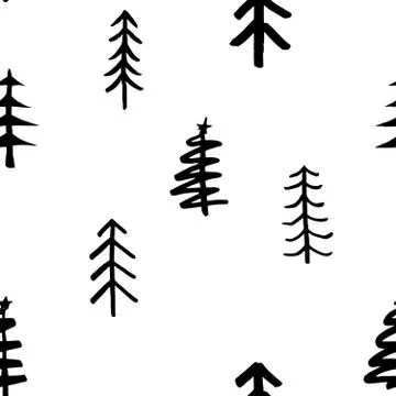 Pine tree seamless pattern. New Year and Christmas background, vector Illustr Stock Illustration